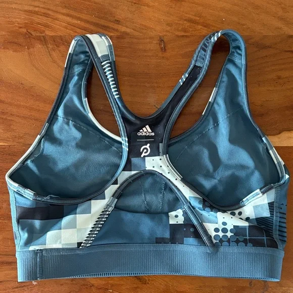 Peloton Blue Geometric Racerback Sports Bra - Picture 2 of 2